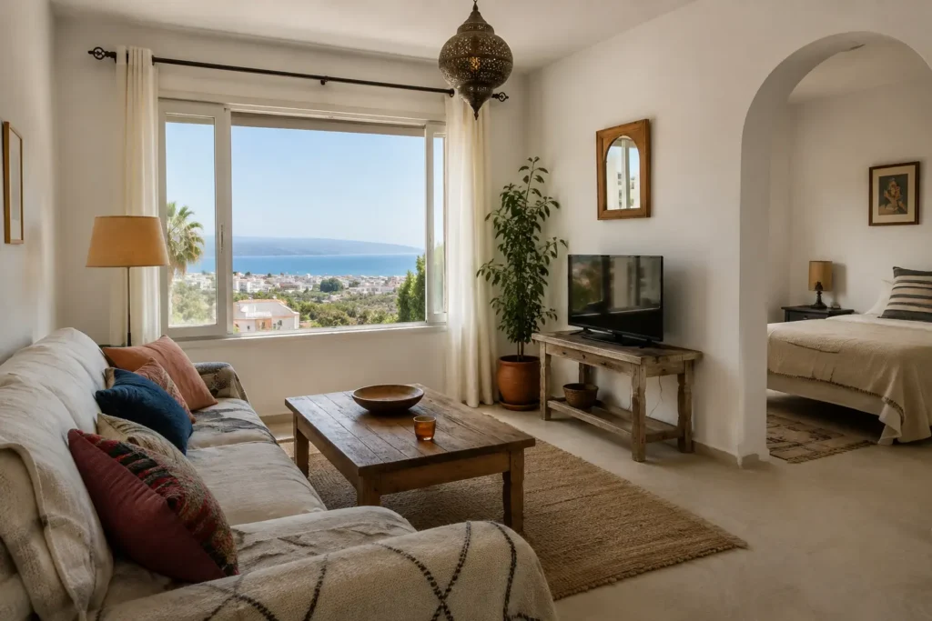 Casa Lopez Tangier apartment interior with a sea view from Tanja Balia