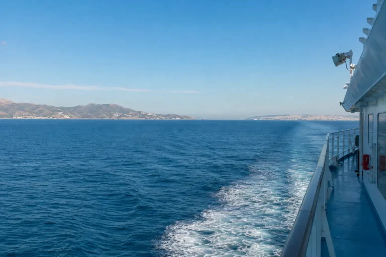 Passenger ferry crossing the Strait from southern Spain toward Tangier